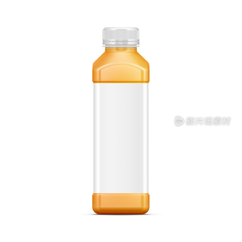 Plastic Juice and Soft Drink Bottles Mockup with Blank Labels Isolated on Background. 3D Rendering